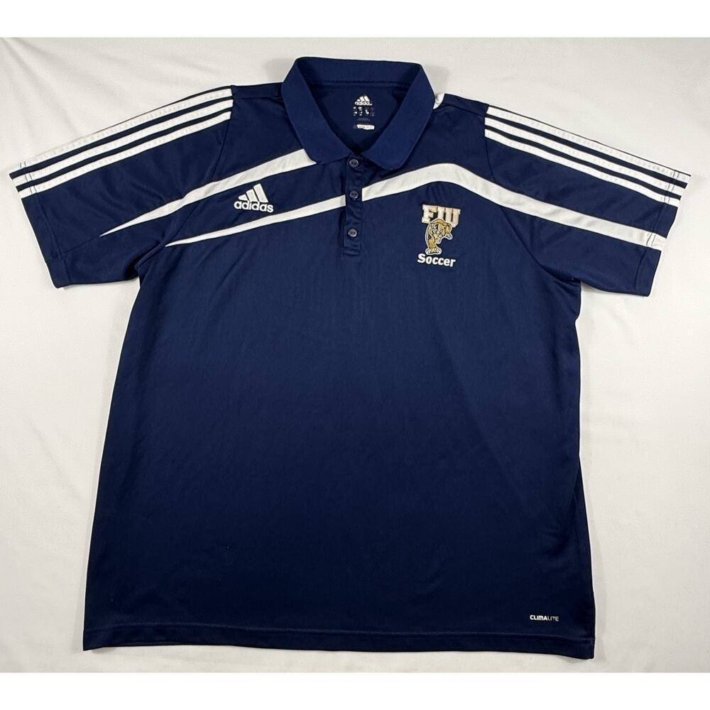 Adidas Men’s Y2K Climalite Polo Shirt Navy FIU Panthers Sz M Classic 3 stripes